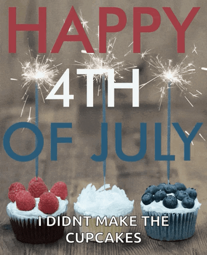 Happy 4th of July Poster With Cupcakes and Sparklers