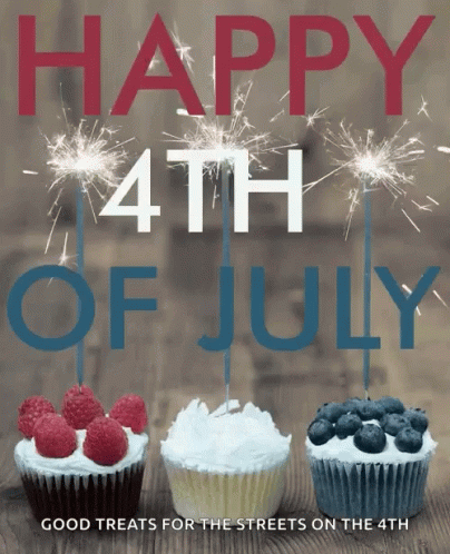 Happy 4th of July Poster with Sparklers and Cupcakes