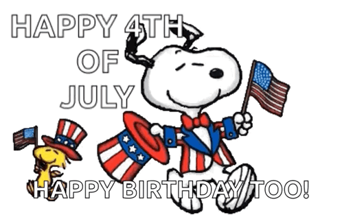 Happy 4th of July Snoopy Holding American Flag