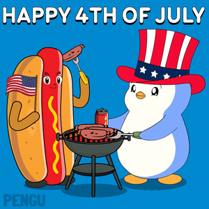 Happy 4th of July With Hot Dog and Penguin