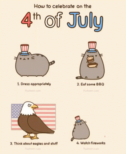Happy 4th Pusheen Cat Celebration Guide GIF
