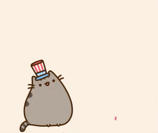 Happy 4th Pusheen Cat Wearing Patriotic Hat GIF