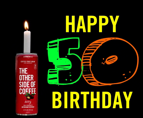 Happy 50th Birthday Canned Coffee Design GIF