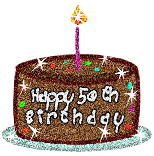 Happy 50th Birthday Chocolate Cake Sparkling GIF