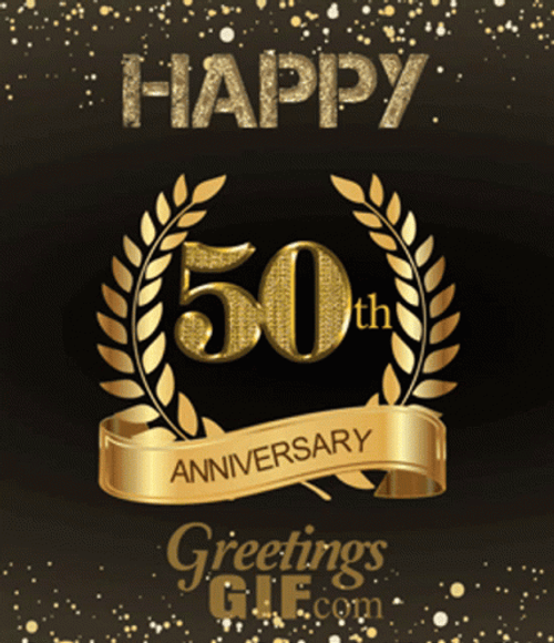 Happy 50Th Birthday Golden Text Artwork GIF