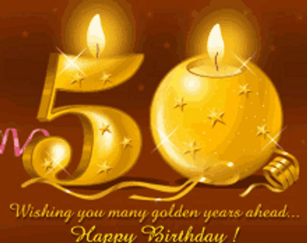 Happy 50th Birthday Golden Years Wishes GIF