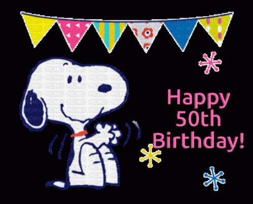 Happy 50th Birthday Snoopy Clapping GIF
