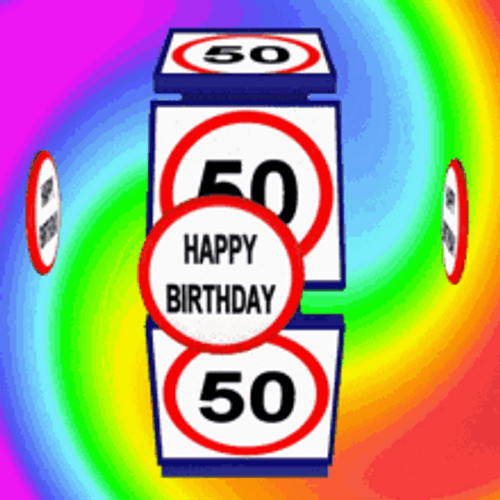 Happy 50th Birthday Trippy Rainbow Roulette GIF