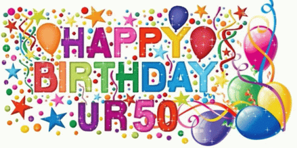 Happy 50th Birthday You're 50 Colorful Balloons GIF