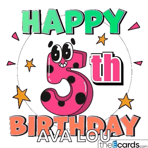 Happy 5Th Birthday Ava Lou With A Pink Number GIF