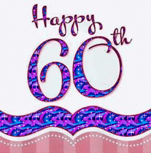 Happy 60th Birthday Blue Glitters Digital Art GIF