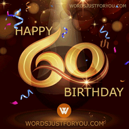 Happy 60th Birthday Falling Confetti Graphic Design GIF