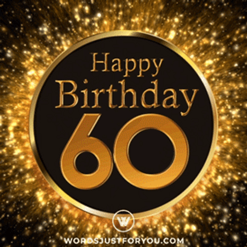 Happy 60th Birthday Gold Glitters Background GIF