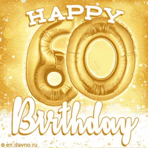 Happy 60th Birthday Golden Numbers Creative Design GIF