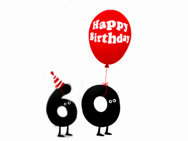 Happy 60th Birthday Number Zero Landing GIF