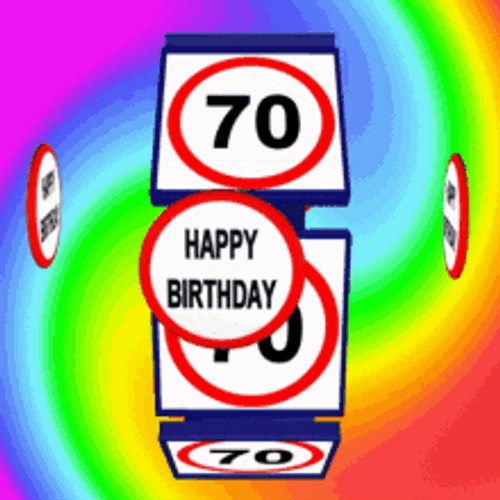 Happy 70th Birthday Rainbow Bingo Colors GIF