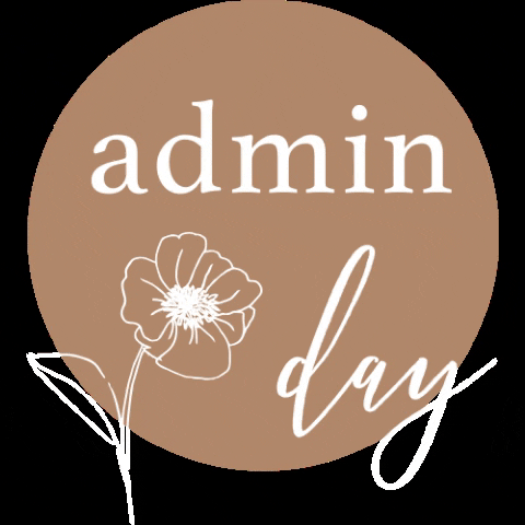 Happy Admin Day Minimalist Text With Flower GIF