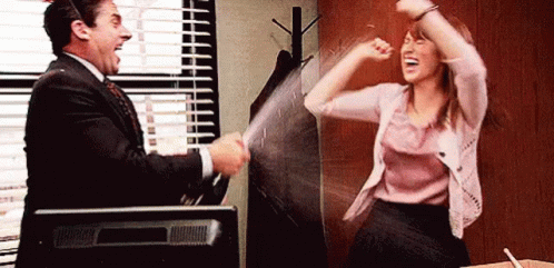 Happy Admin Day Pam Beesly Michael Scott Celebrating GIF