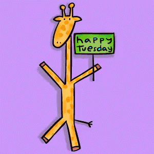Happy Animated Tuesday Giraffe GIF