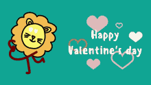 Happy Animated Valentines Day Cute Lion GIF