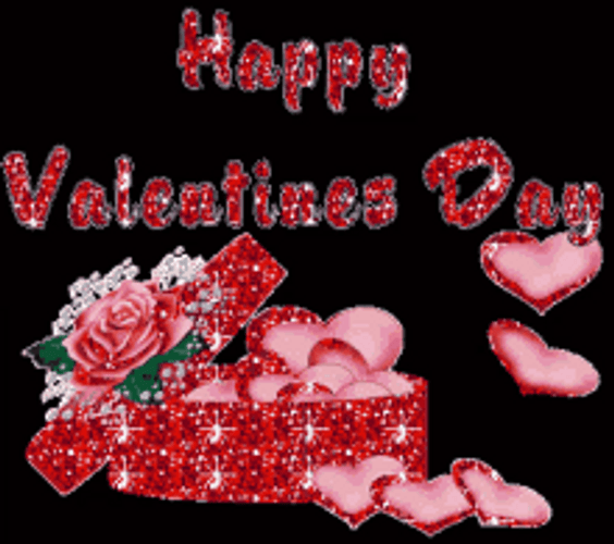 Happy Animated Valentines Day Gift Hearts Glittering GIF
