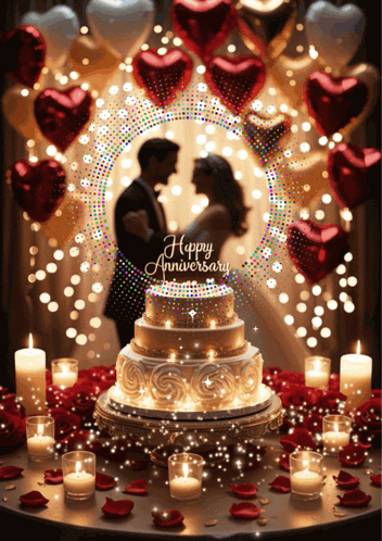 Happy Anniversary Card With Cake and Candles
