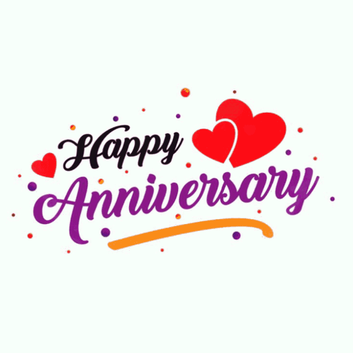 Happy Anniversary Card With Two Red Hearts GIF