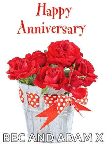 Happy Anniversary Card With Two Red Hearts On Purple GIF