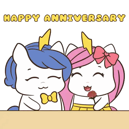 Happy Anniversary Card With Two Unicorns