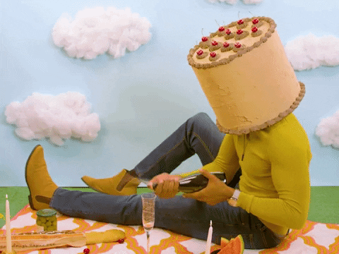 Happy Anniversary Funny Greeting Cake Head GIF