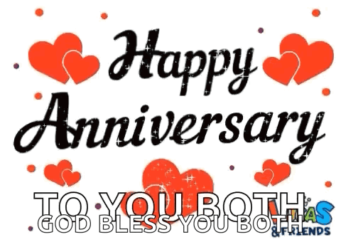 Happy Anniversary God Bless You Both And Friends Sign GIF