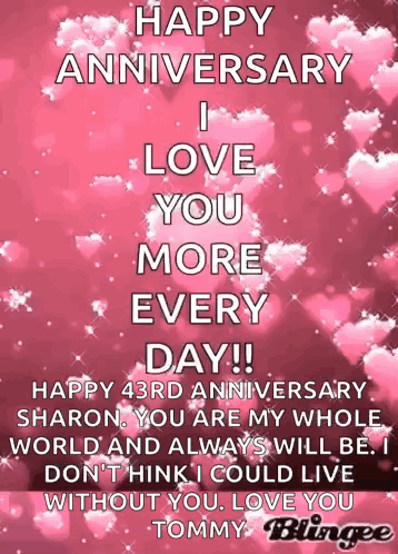 Happy Anniversary I Love You More Every Day Happy 43Rd Anniversary Sharon You Are My Whole World And Always Will Be . GIF