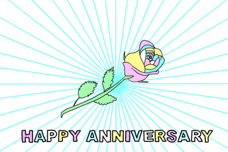 Happy Anniversary Rainbow Rose GIF