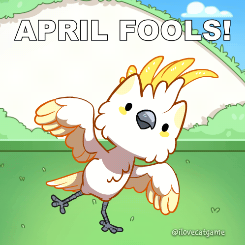 Happy April Fools Day Animated Bird Dancing GIF
