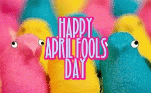 Happy April Fools Day Colorful Birds GIF