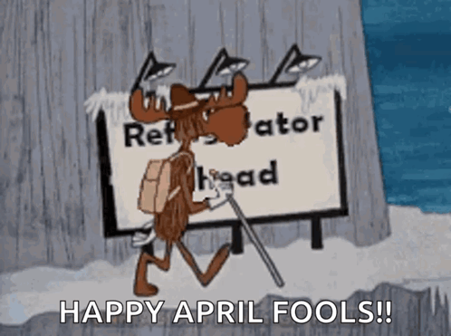 Happy April Fools Day Moose Falling Off Cliff GIF