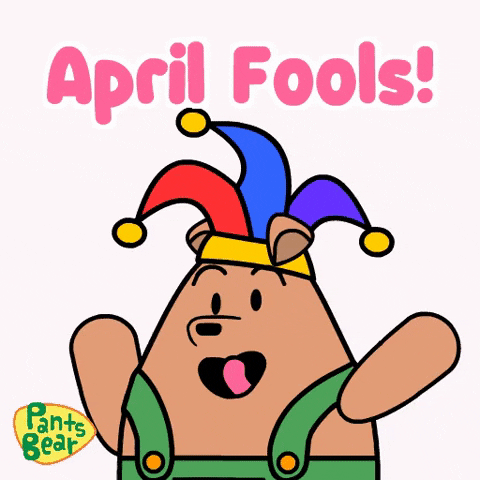 Happy April Fools Day Pants Bear Waving GIF