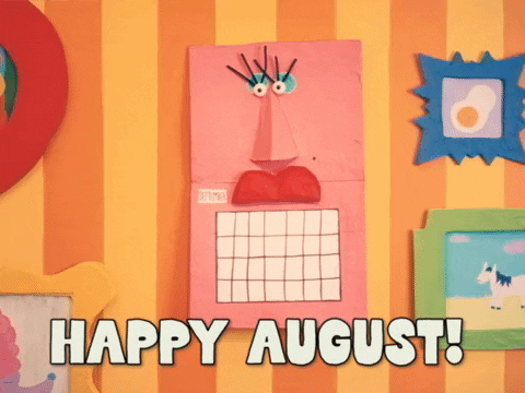 Happy August Talking Calendar GIF