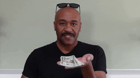 Happy Bald Guy Making It Rain GIF