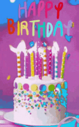 Happy Bday Colorful Cake GIF