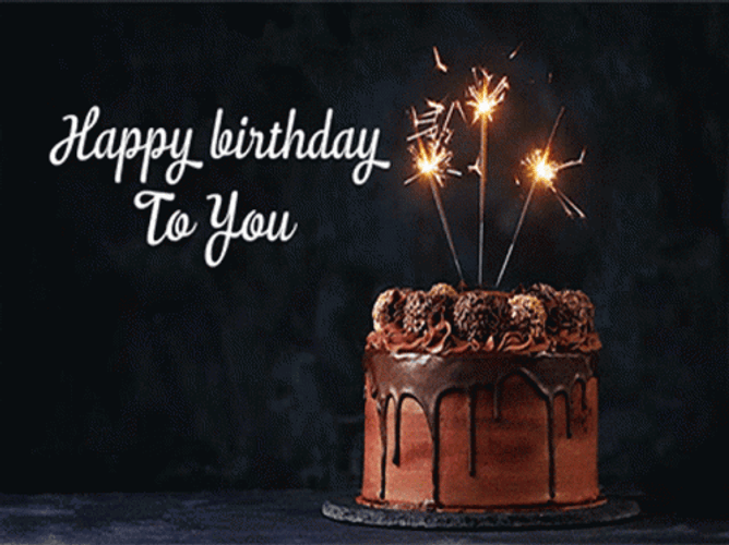 Happy Bday Cake Sparkling Candle GIF