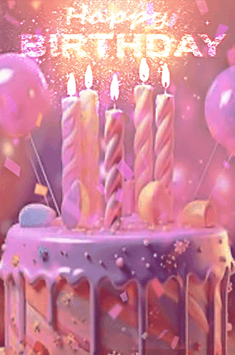 Happy Bday Confetti Pastel Cake GIF