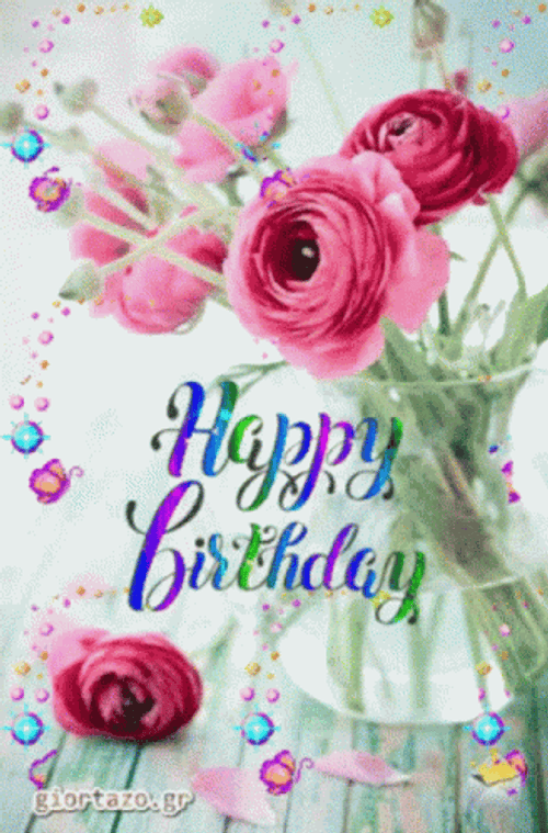 Happy Bday Roses GIF