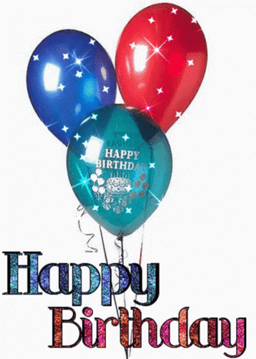 Happy Bday Sparkling Balloons GIF