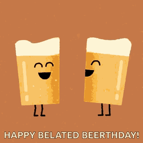 Happy Belated Birthday Beer Cheers Cartoon GIF