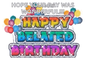 Happy Belated Birthday Card With Balloons GIF