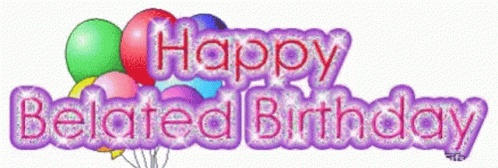 Happy Belated Birthday Card With Balloons GIF