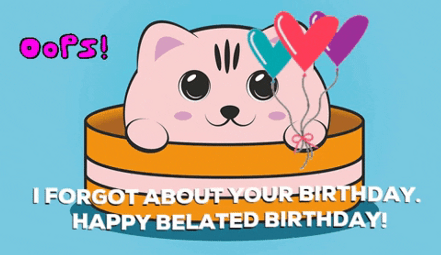 Happy Belated Birthday Oops Cat Cake GIF