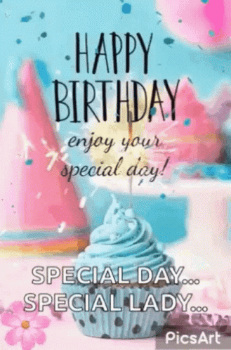 Happy Belated Birthday With Blue And Red Circles GIF