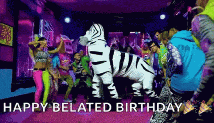 Happy Belated Birthday Zebra Dance GIF